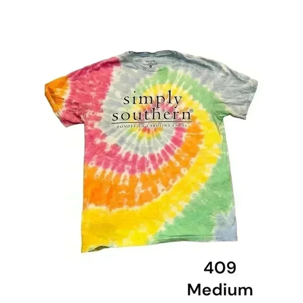 Simply Southern Tie-Dye T-Shirt Medium Multicolor Graphic  Summer Casual